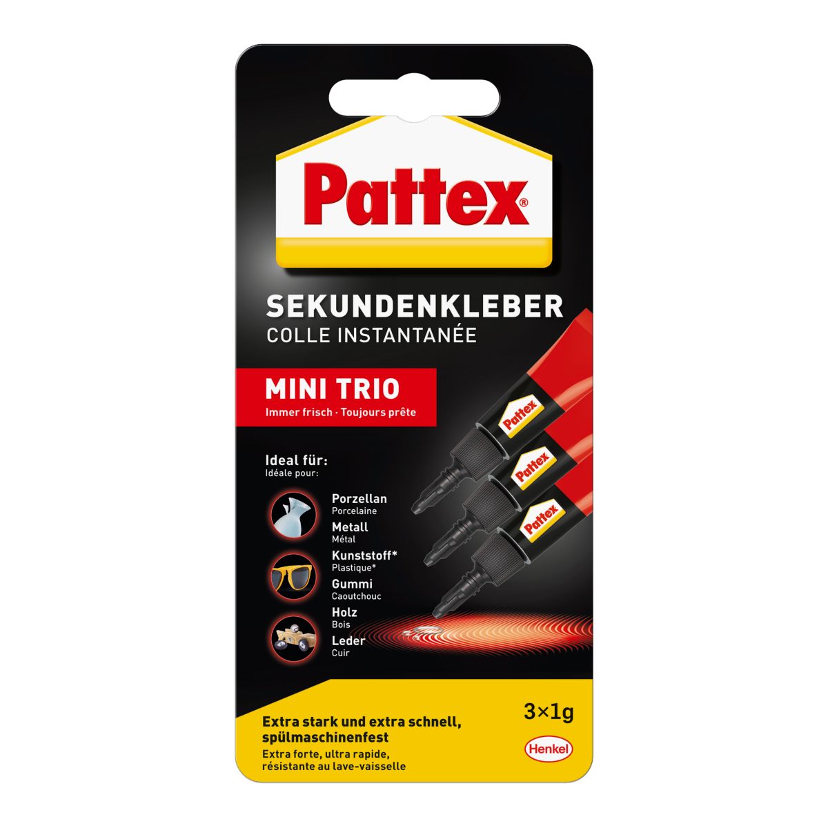 Pattex Міні Тріо рідкий секундний клей 3×1 г
